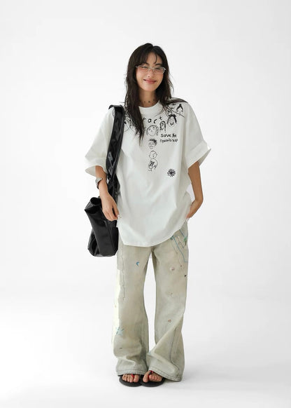 Hand Painted Cartoon T-shirt / AS1314