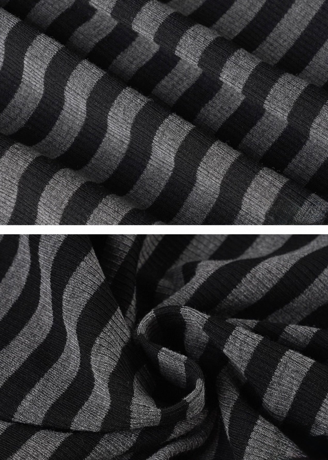 スリムフィットVネックストライプ半袖シャツ / VO1116