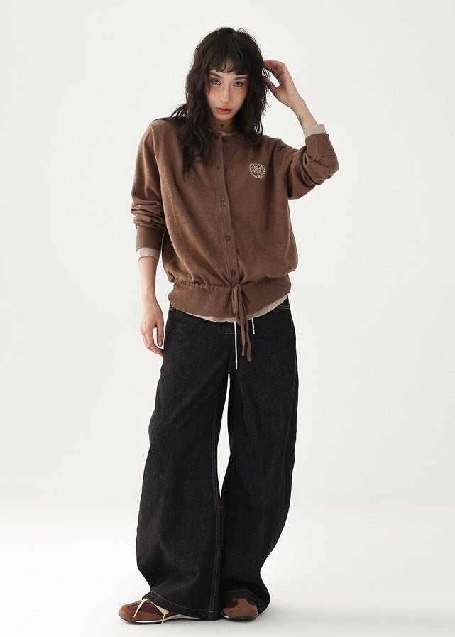 Drawstring knit cardigan / AS1212 