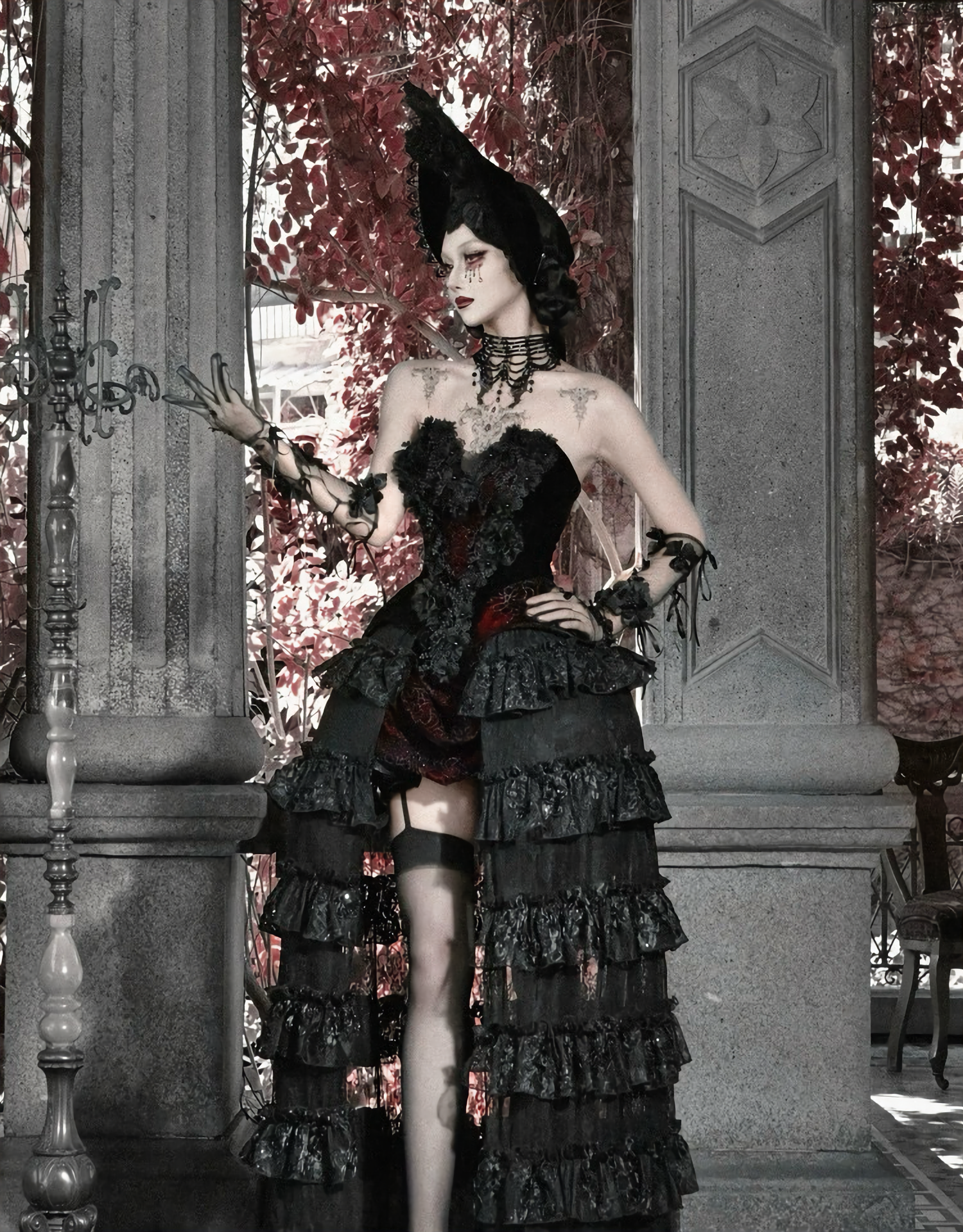 Scarlet Gothic Multi-Layer Tailored Skirt ＆ Cage Petti Coat / CT02