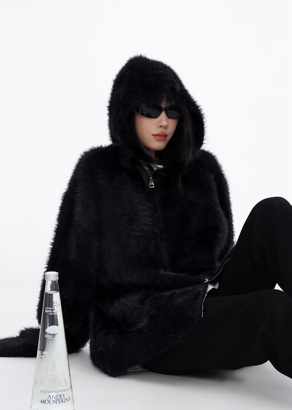 hooded sweater cardigan / AS1136 