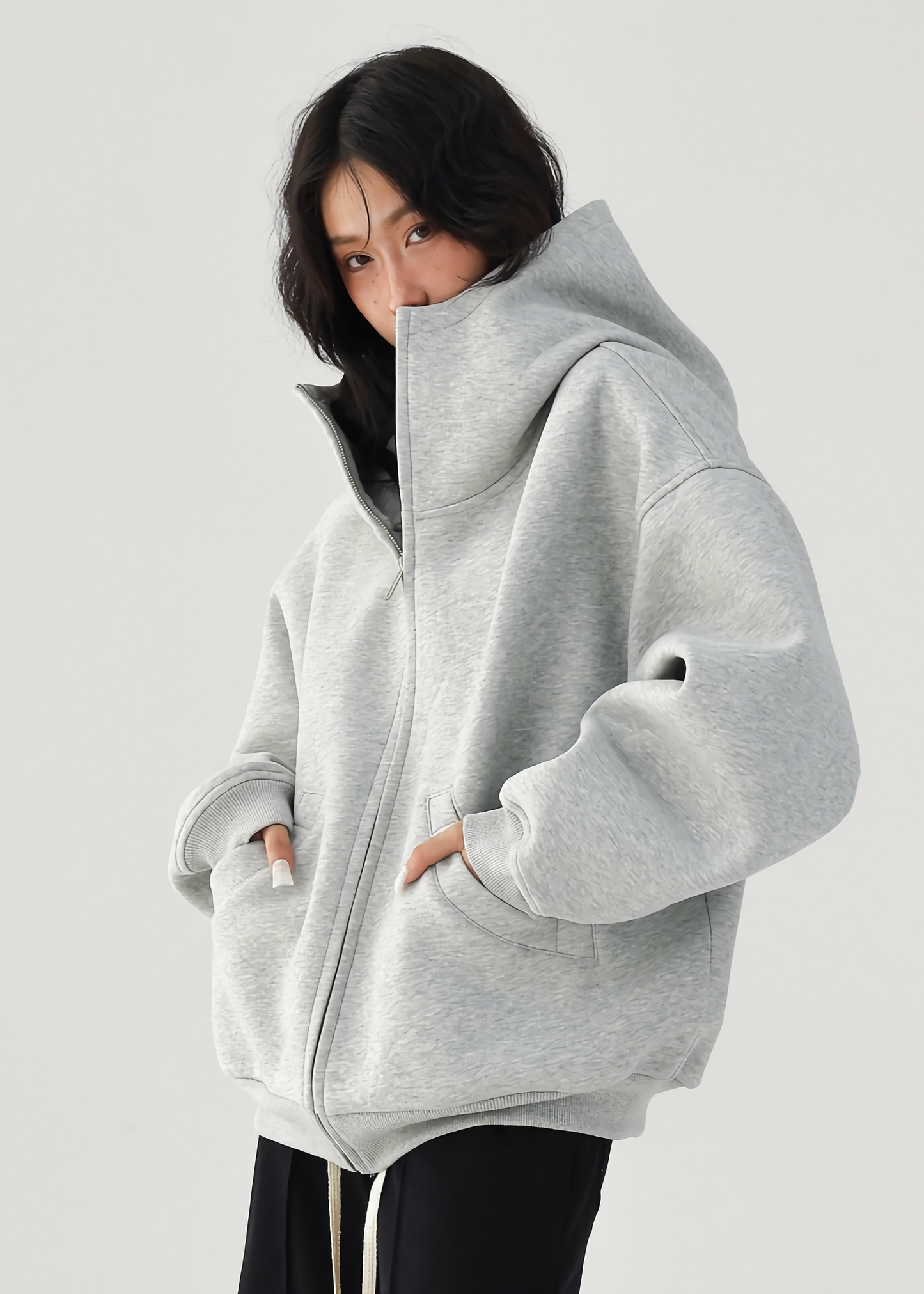 padded hooded zip sweatshirt / AS1145 