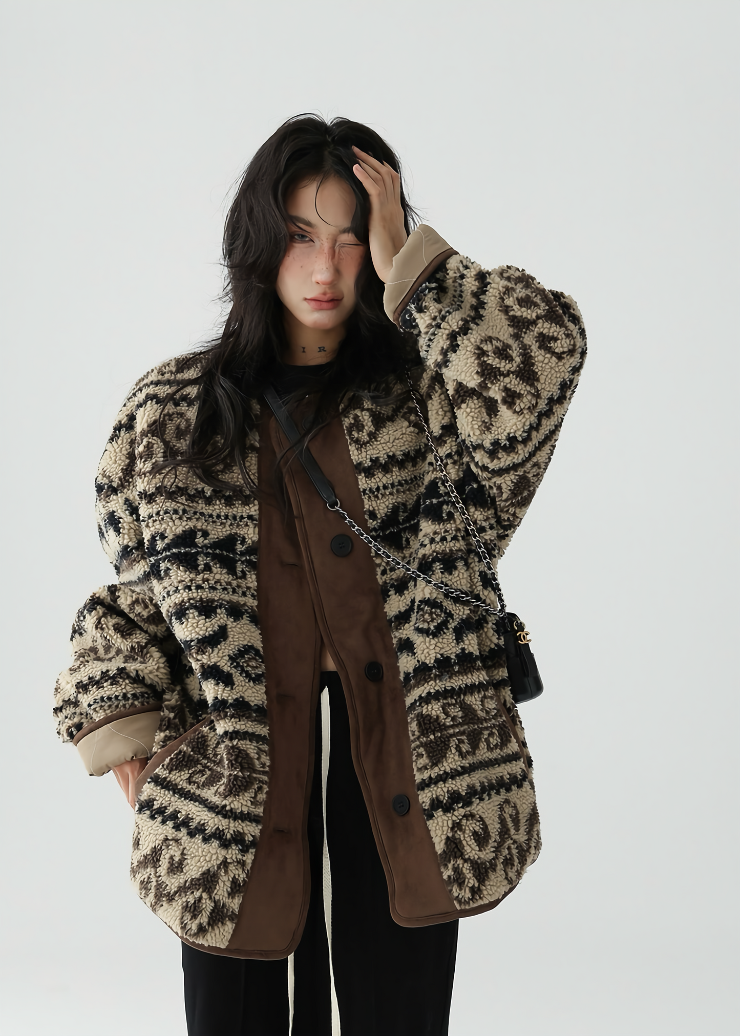 leopard knit cardigan / AS1122