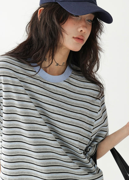 Striped short sleeve round neck T-shirt / AS1244