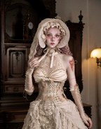 Rococo Vintage Fishbone Corset & Puff Sleeves & Arm Covers / DR04