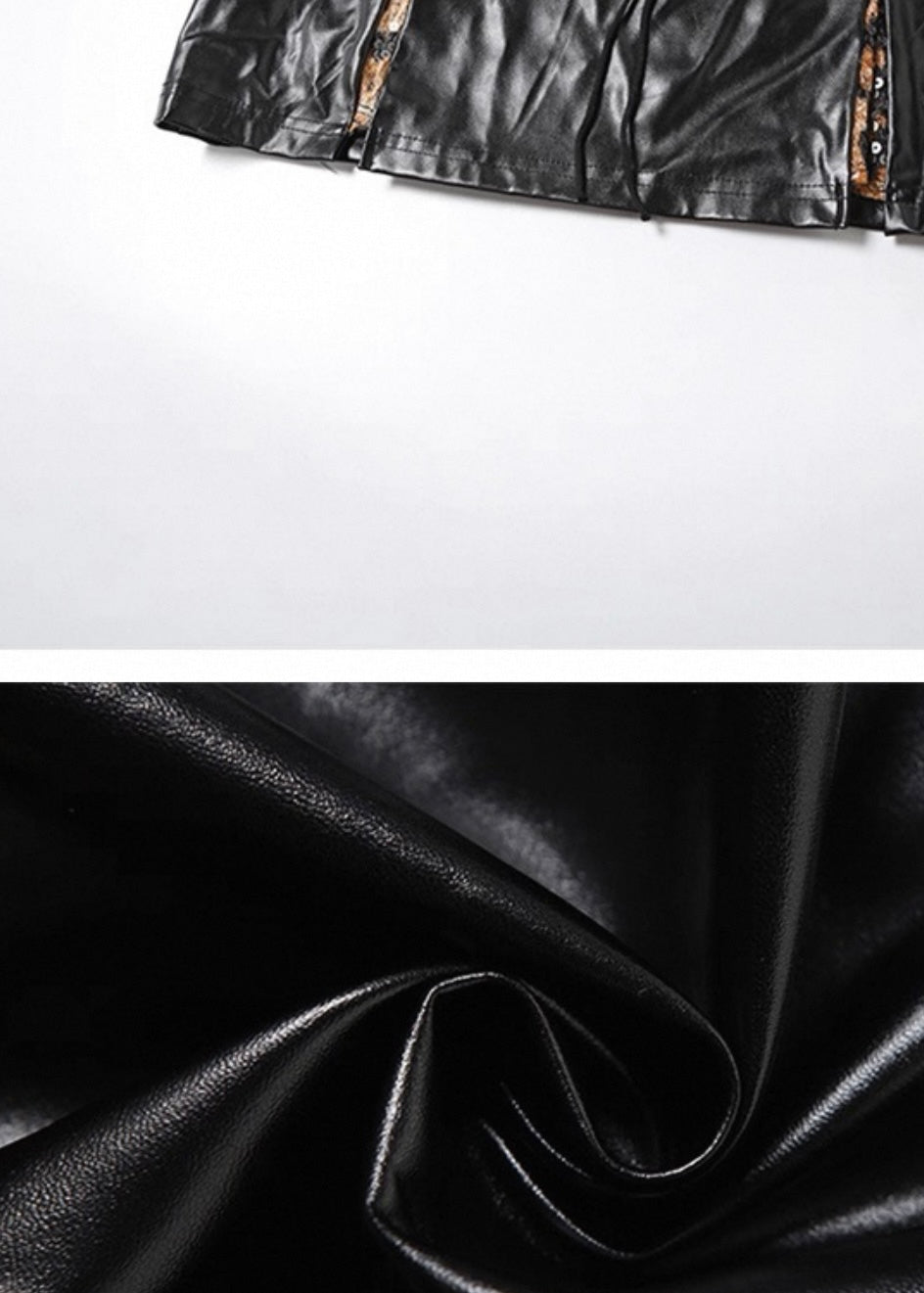 PUレザーレオパードレースアップドレス / VO1218