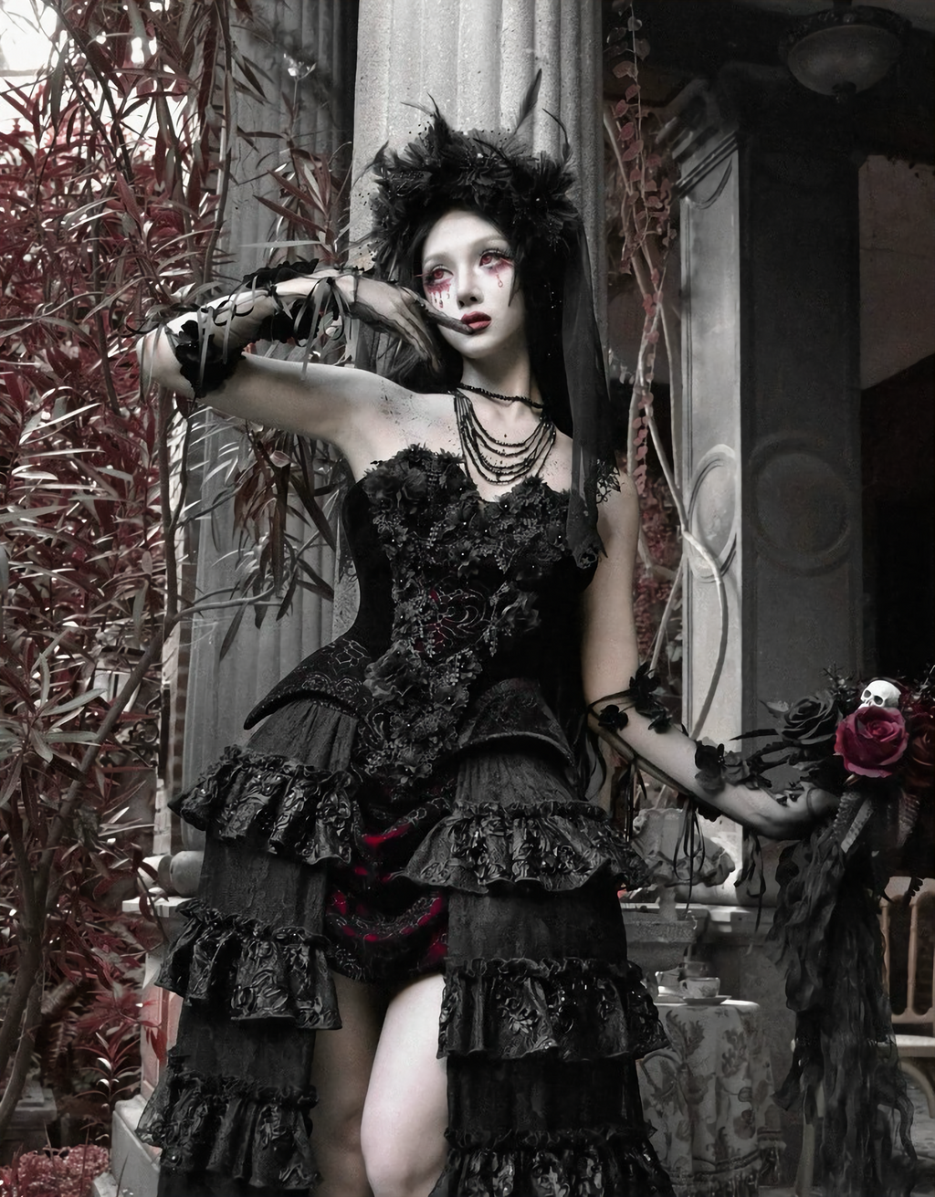 Scarlet Gothic Multi-Layer Tailored Skirt ＆ Cage Petti Coat / CT02