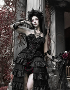 Scarlet Gothic Multi-Layer Tailored Skirt ＆ Cage Petti Coat / CT02