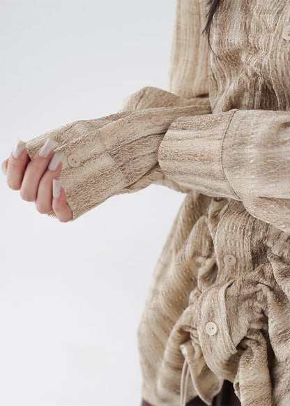 Ruffled drape casual long sleeve shirt / AS1262