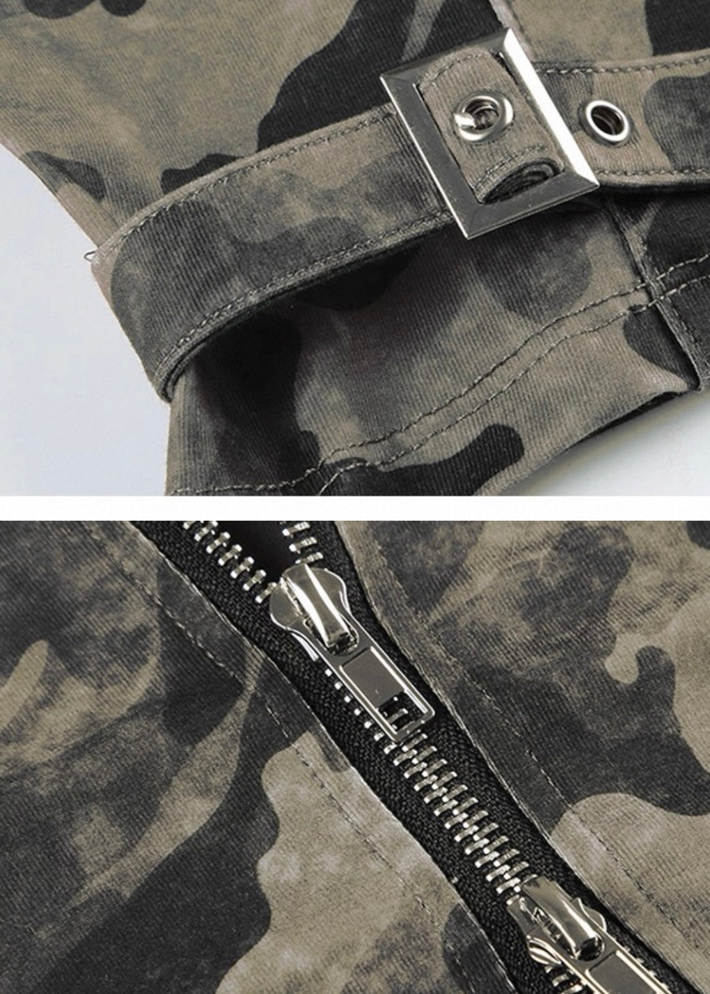 フード付き迷彩柄ダブルジップジャケット / VO1228