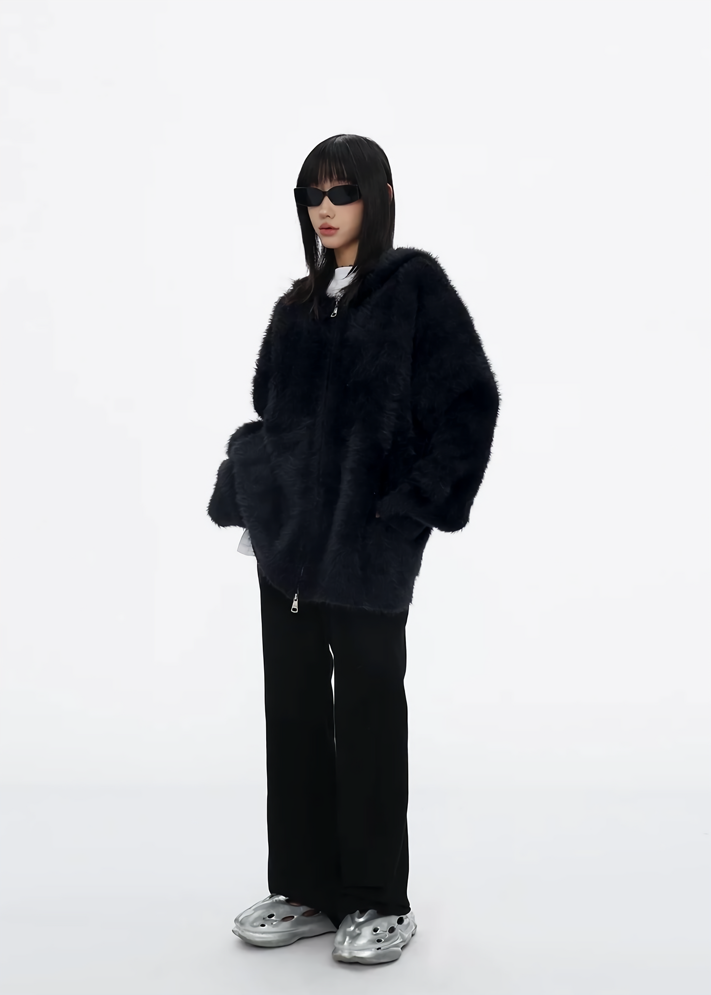 hooded sweater cardigan / AS1136 