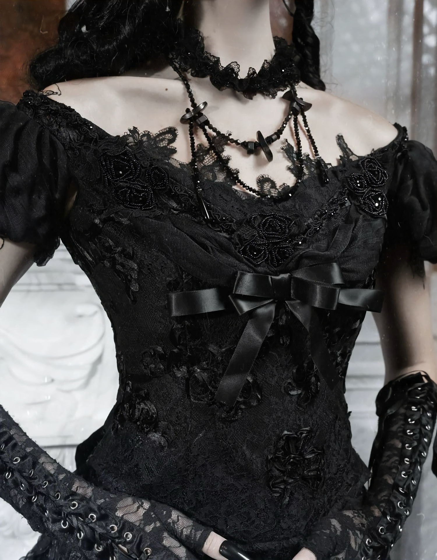 Goth One Shoulder Puff Sleeve Top / NC01