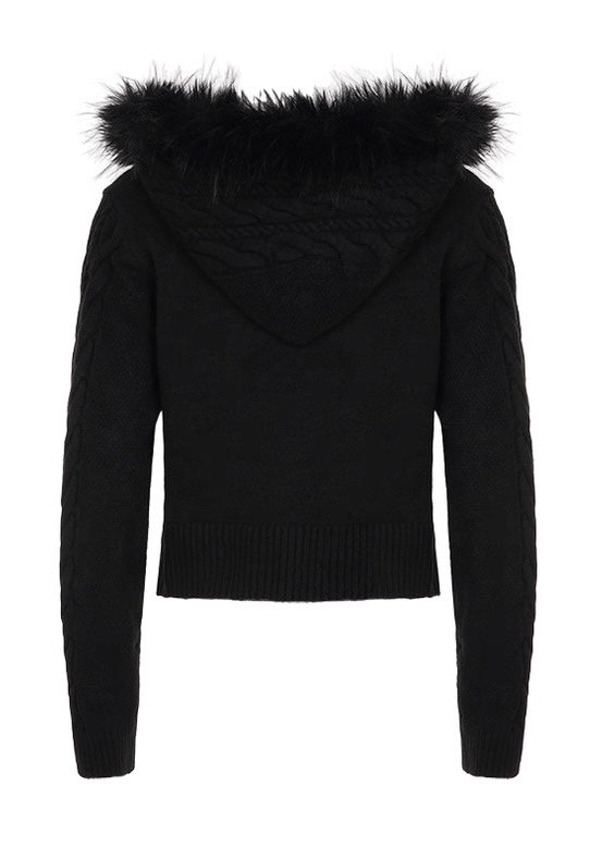 フード付きツイストニットカーディガンパーカー / VO1299