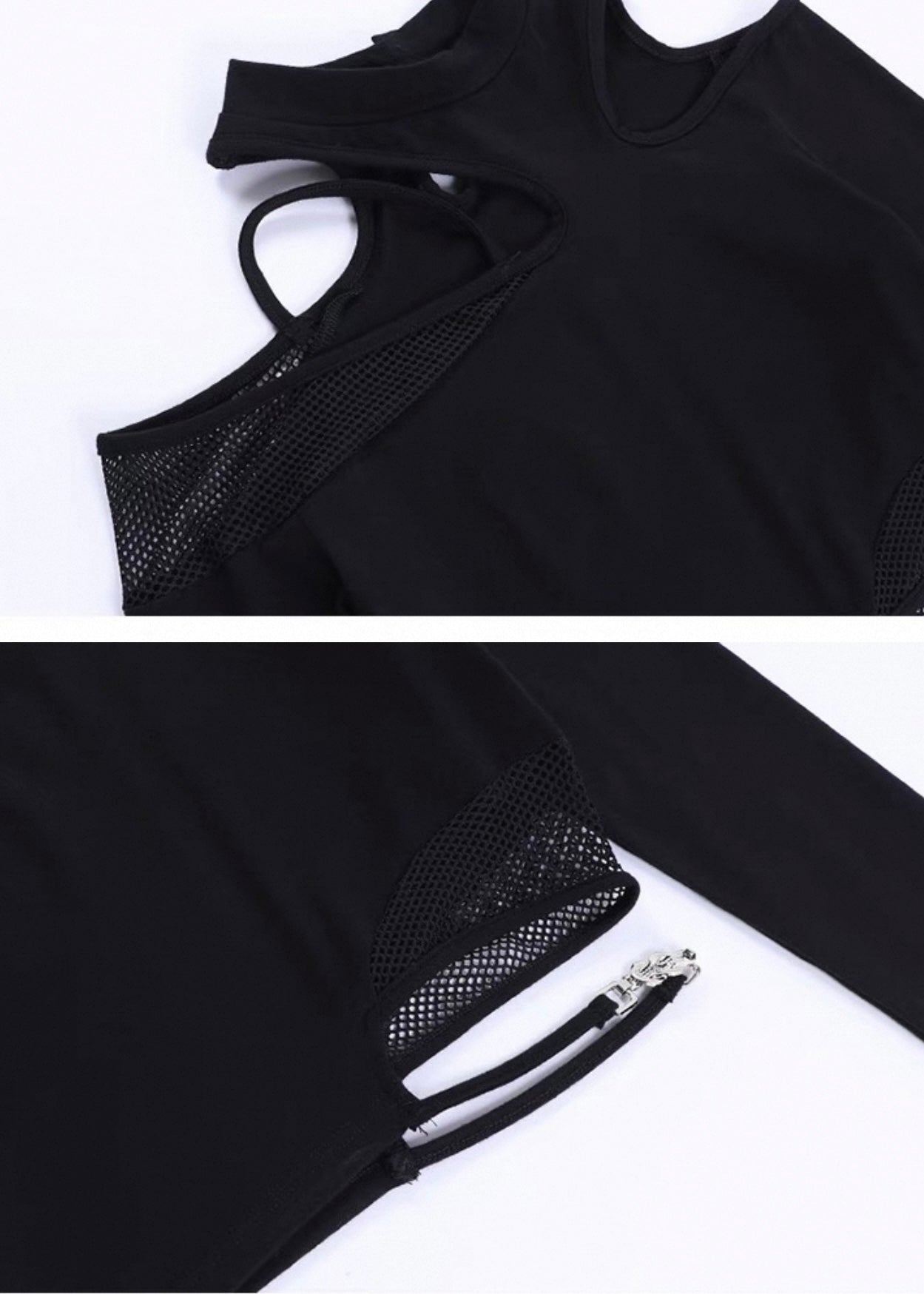 アシンメトリーネックカット長袖シャツ / VO1159