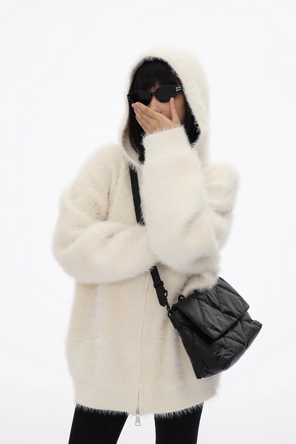 Reversible fur-hoo zip hoodie/as1114