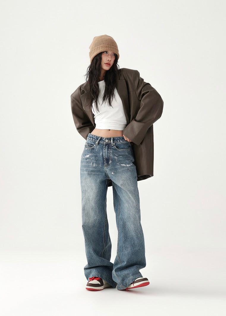 Straight wide denim pants / AS1220