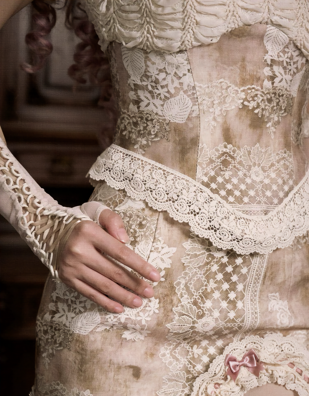 Elegant Love Retro Short Lace Top / DR06