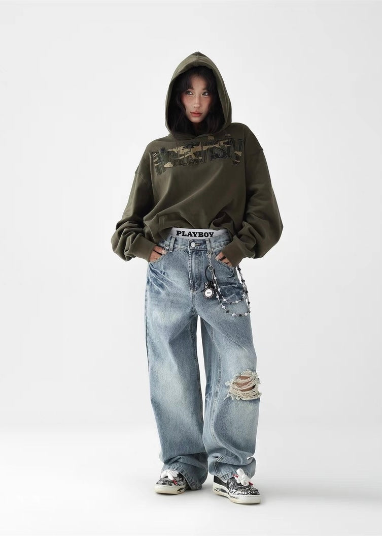 Blue Letter Denim Pants / AS1270