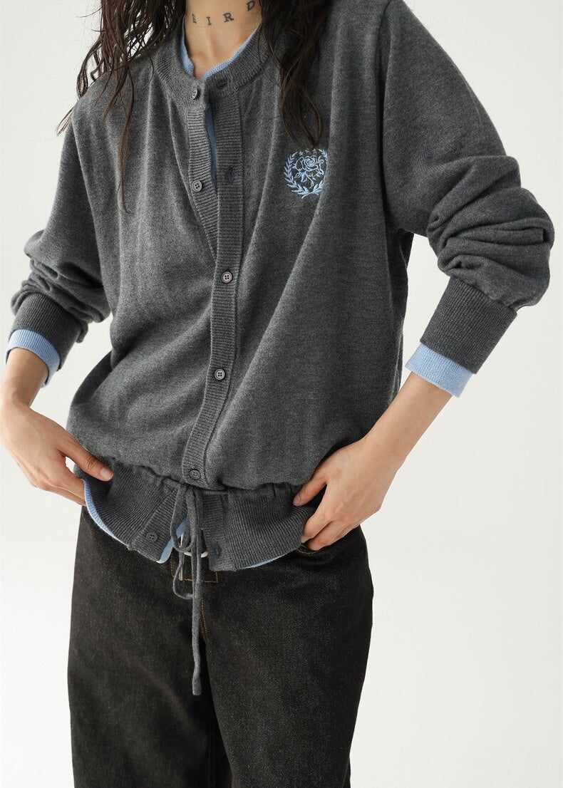 Drawstring knit cardigan / AS1212 