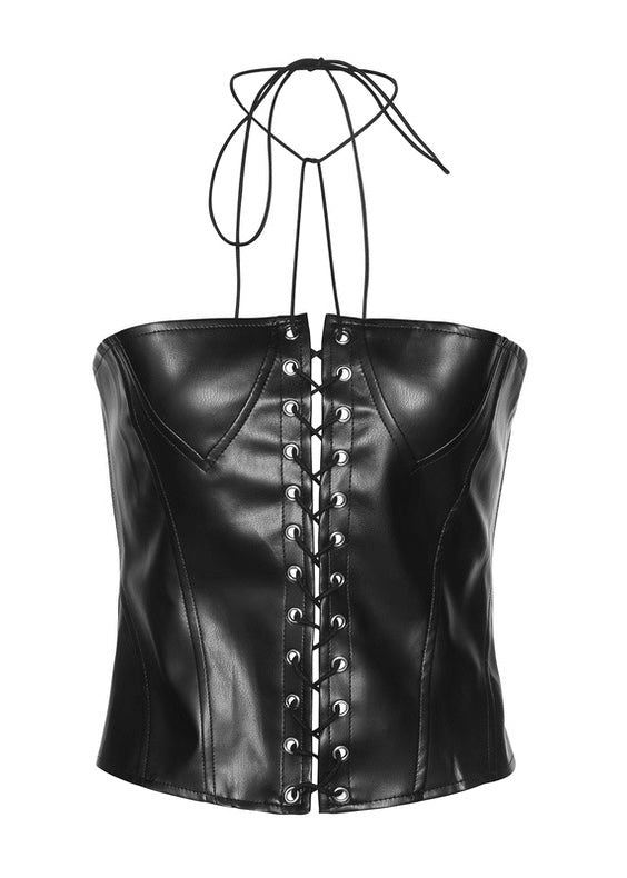 PUレザーバンドートップ / VO1129