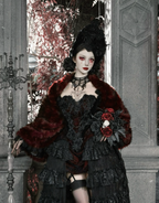 Red Goth Fur Coat Shawl / CT03