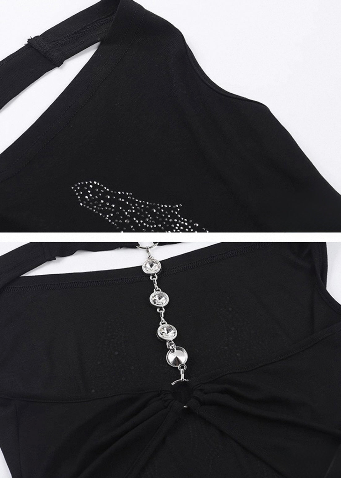 ラインストーンホルターネックトップ / vo1291