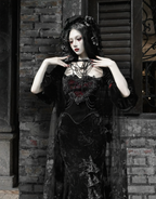 Gothic Beaded Embroidered Hooded Cape / CT04