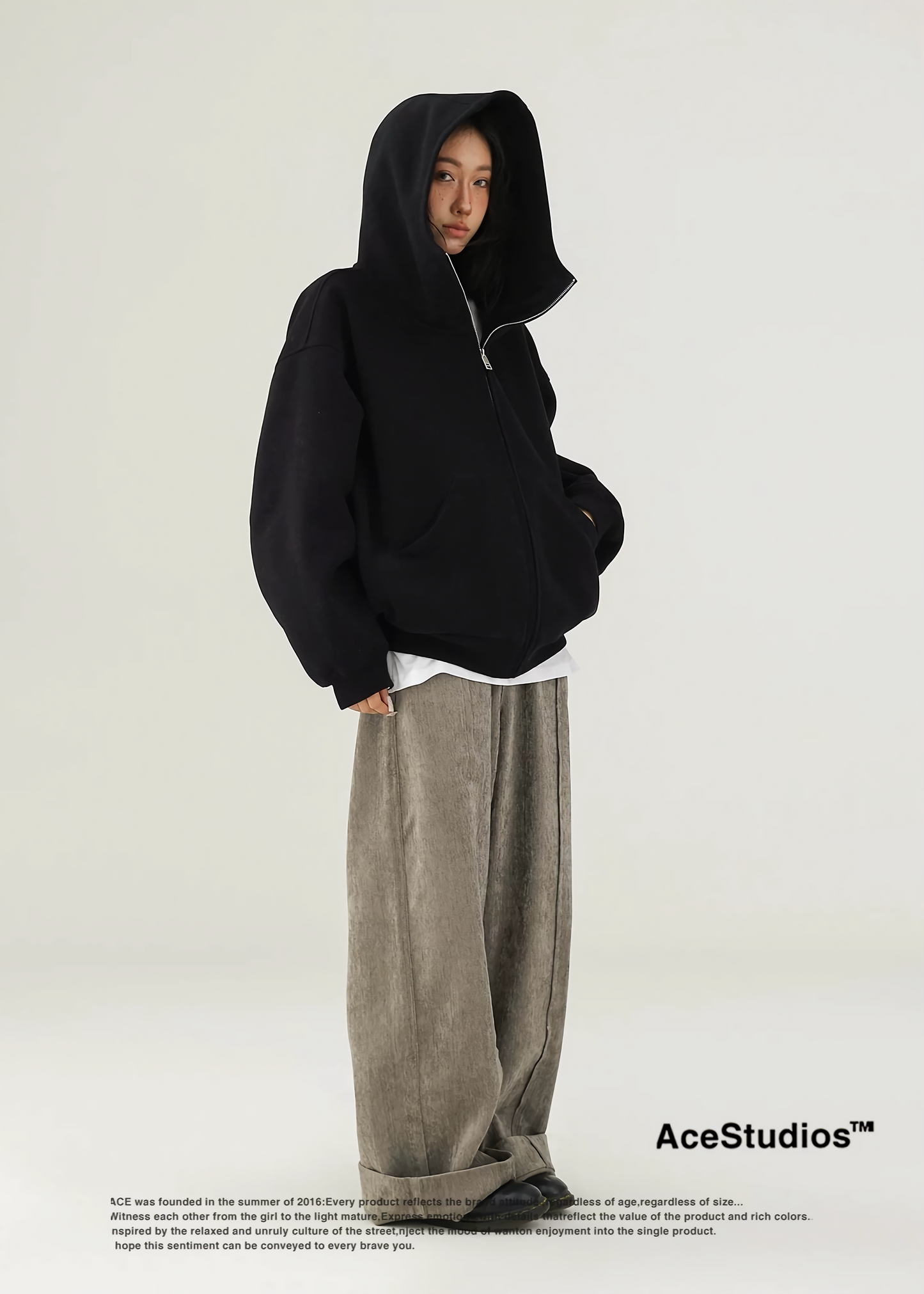 padded hooded zip sweatshirt / AS1145 