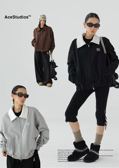 lapel zipper cardigan jacket / AS1143 