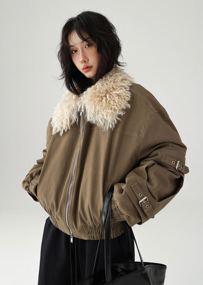 fur-collar work zip jacket / LG1178 