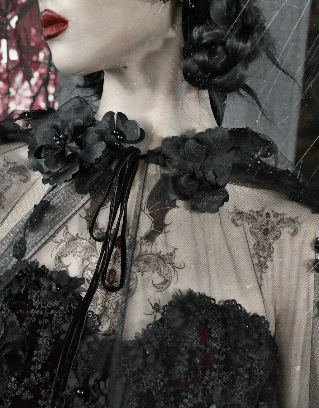 Gothic Beaded Embroidered Hooded Cape / CT04