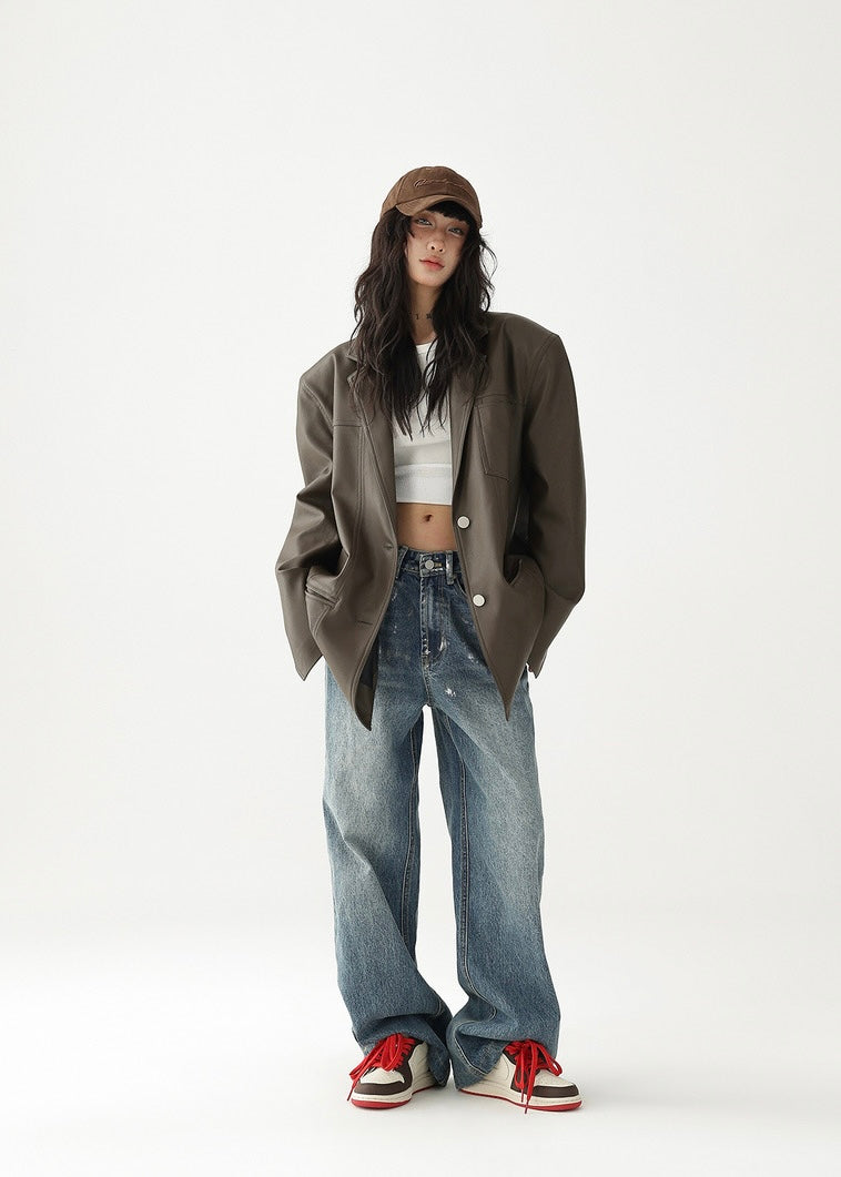 Straight wide denim pants / AS1220