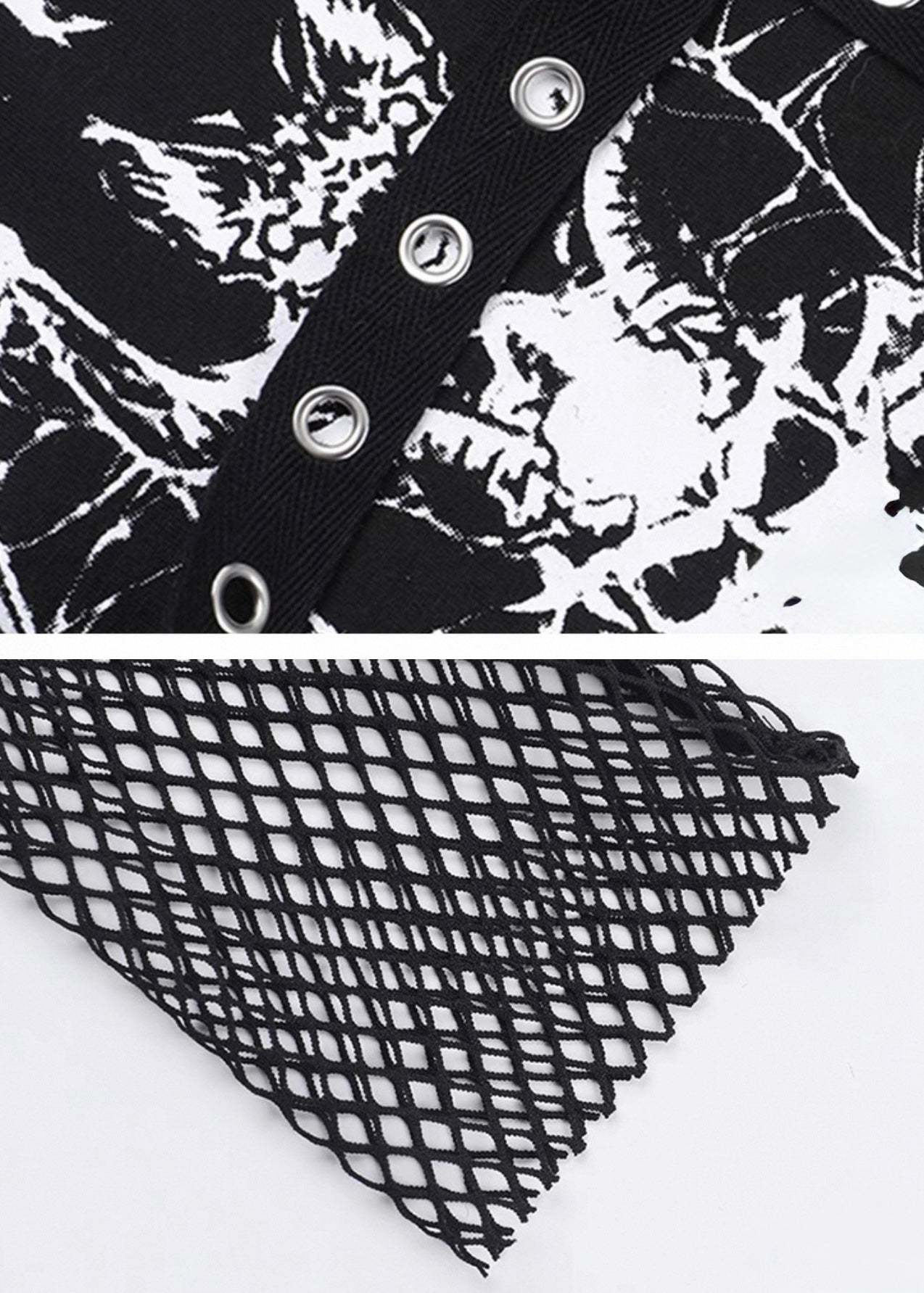 プリントメッシュオフショルダートップ / VO1160