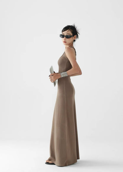 Slim back design long dress / AS1315