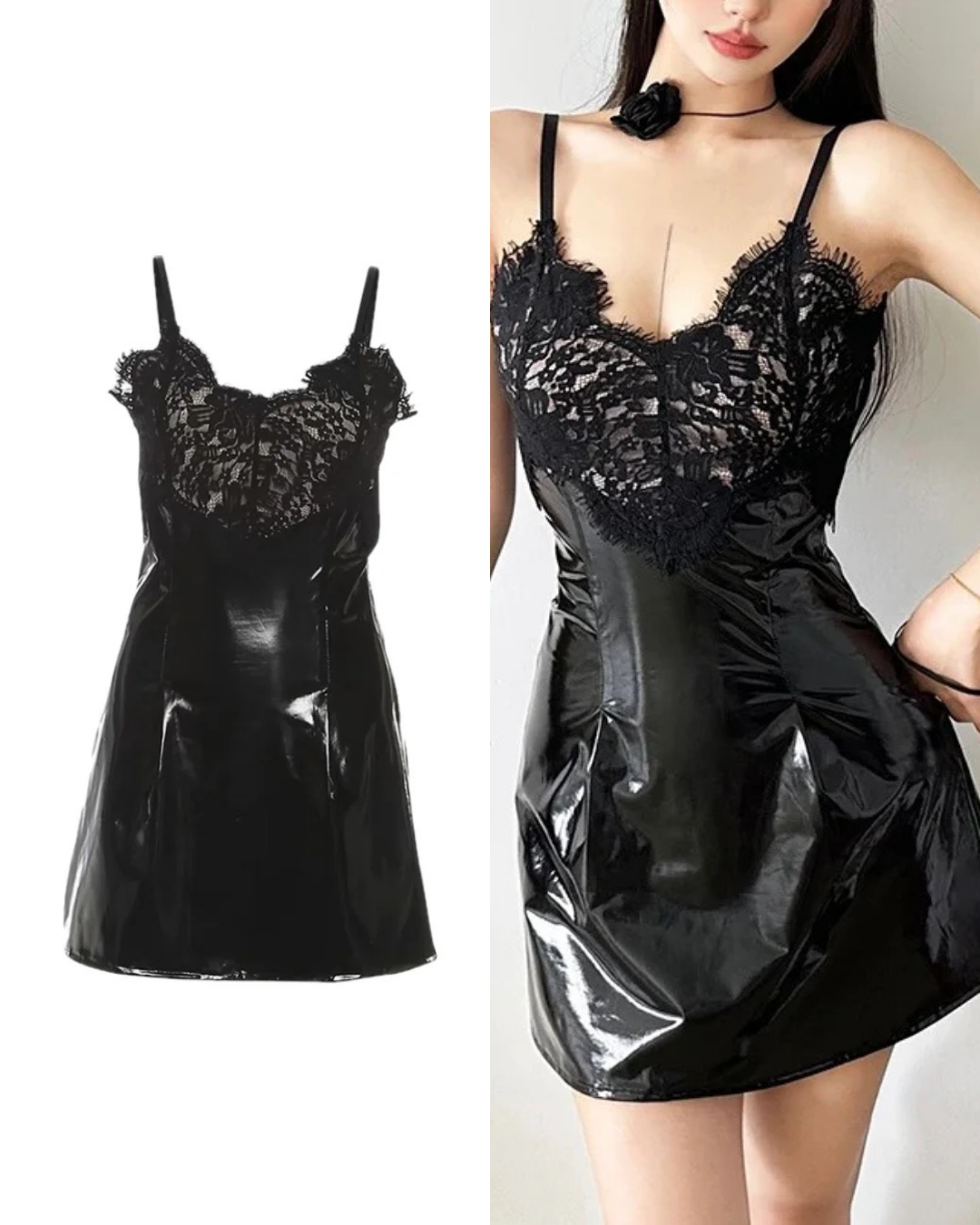 シャイニーPUレースミニワンピ / vo1296