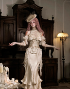 French Rococo Satin Long Mermaid Skirt / DR03