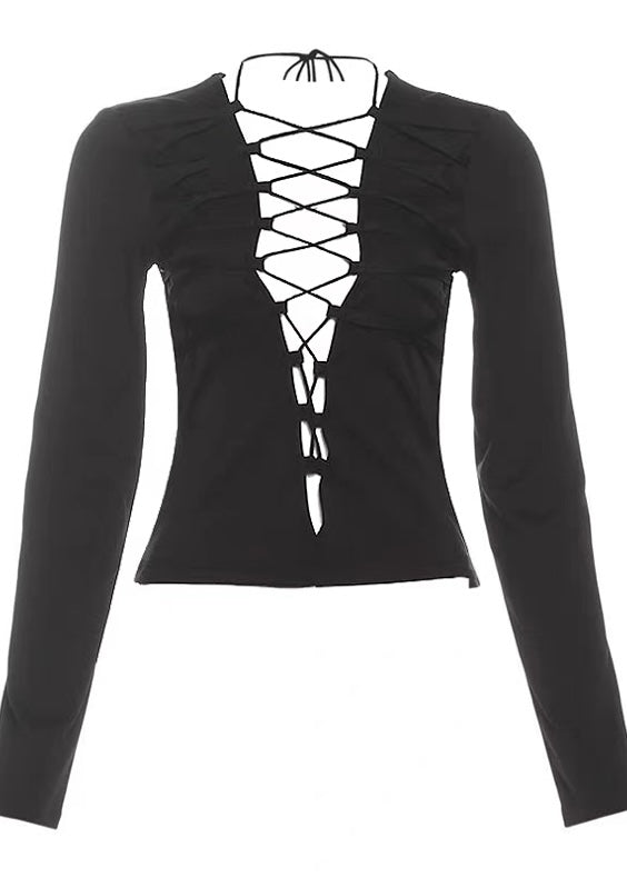 V ネックタイアップロングT / VO1314