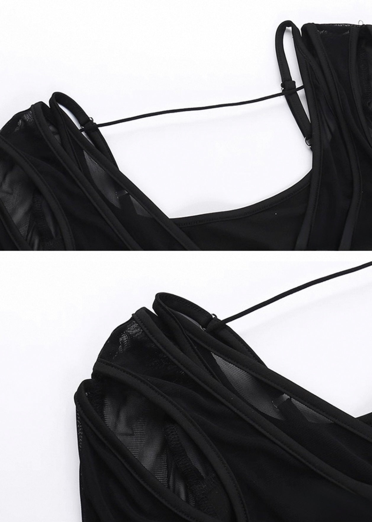 ダークメッシュオフショルダートップ / VO1152