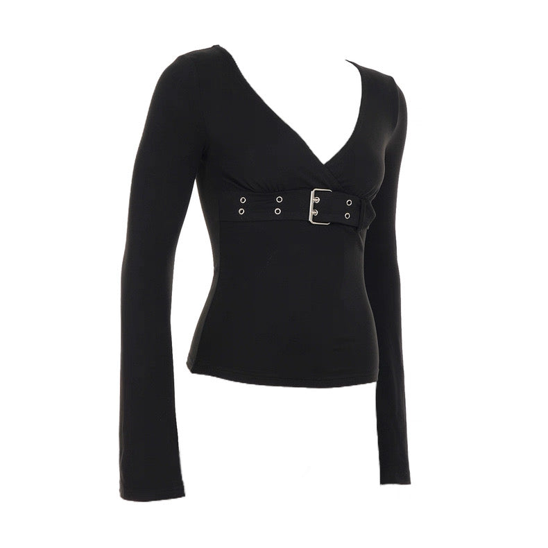 バックルデザイン長袖シャツ / VO1262