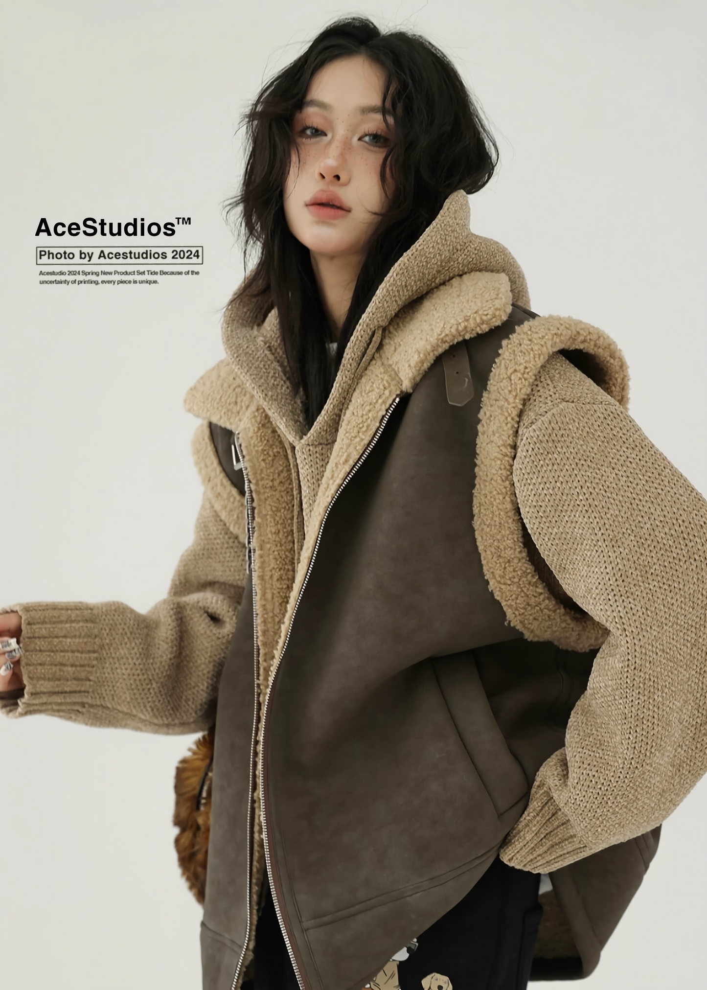 lamb fur fleece vest / AS1161