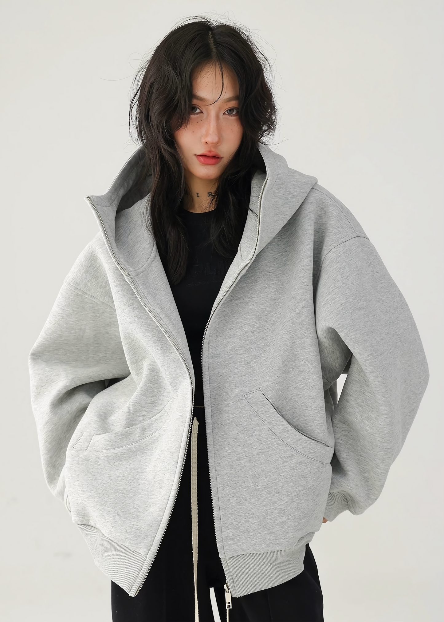 padded hooded zip sweatshirt / AS1145 