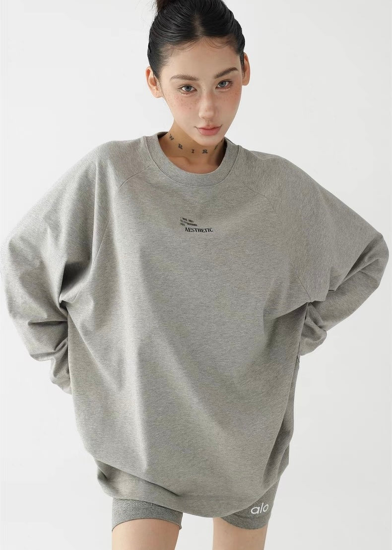 Basic print round neck long sleeve shirt / AS1263