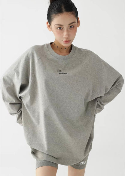 Basic print round neck long sleeve shirt / AS1263