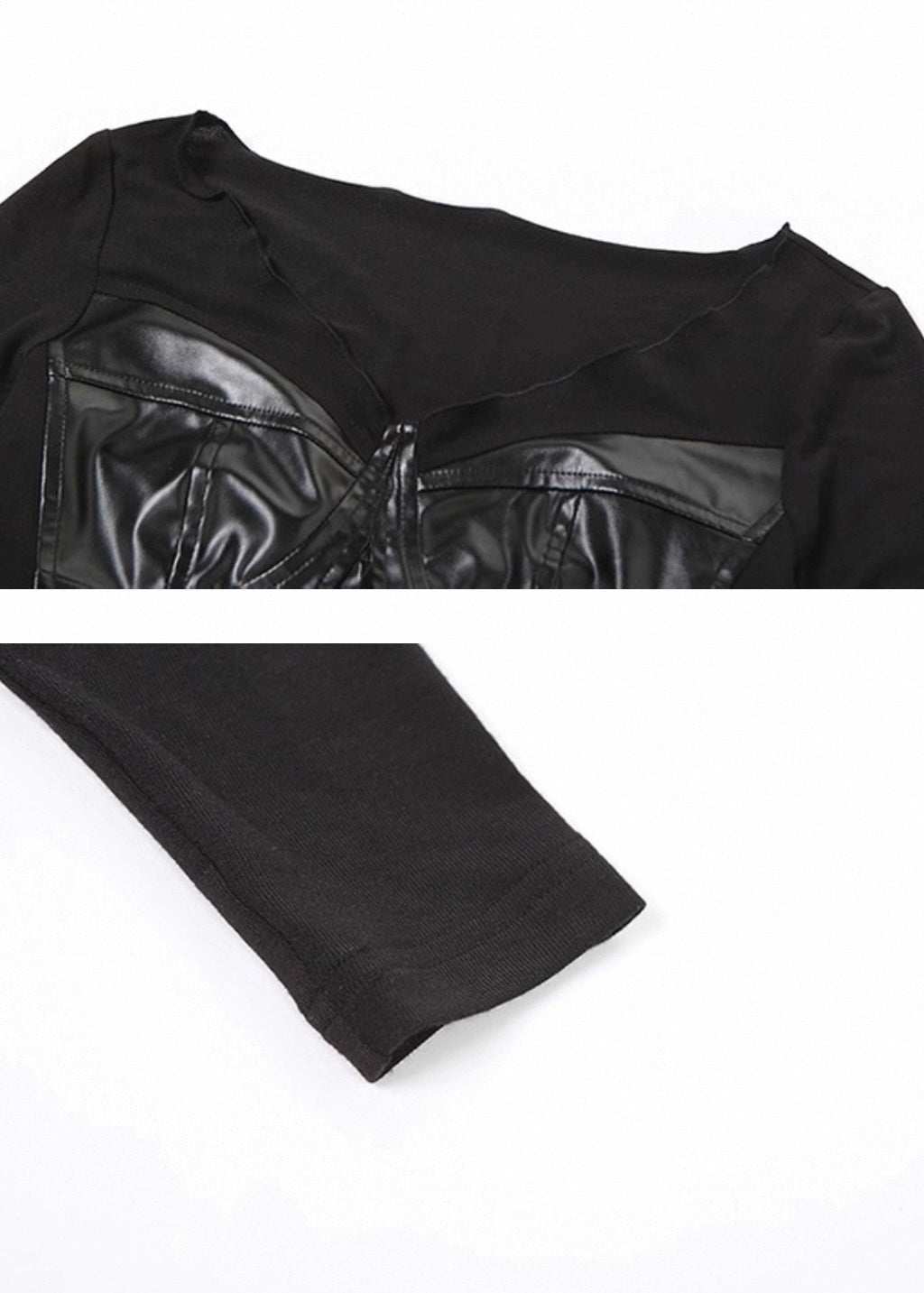 PUレザークロップドロングスリーブトップ / VO1188