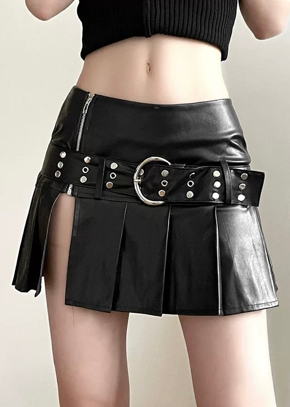 ベルト付きPUレザープリーツスカート / VO1207