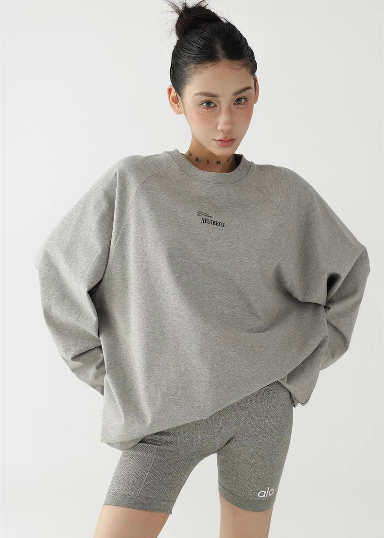 Basic print round neck long sleeve shirt / AS1263