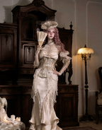 Rococo Vintage Fishbone Corset & Puff Sleeves & Arm Covers / DR04