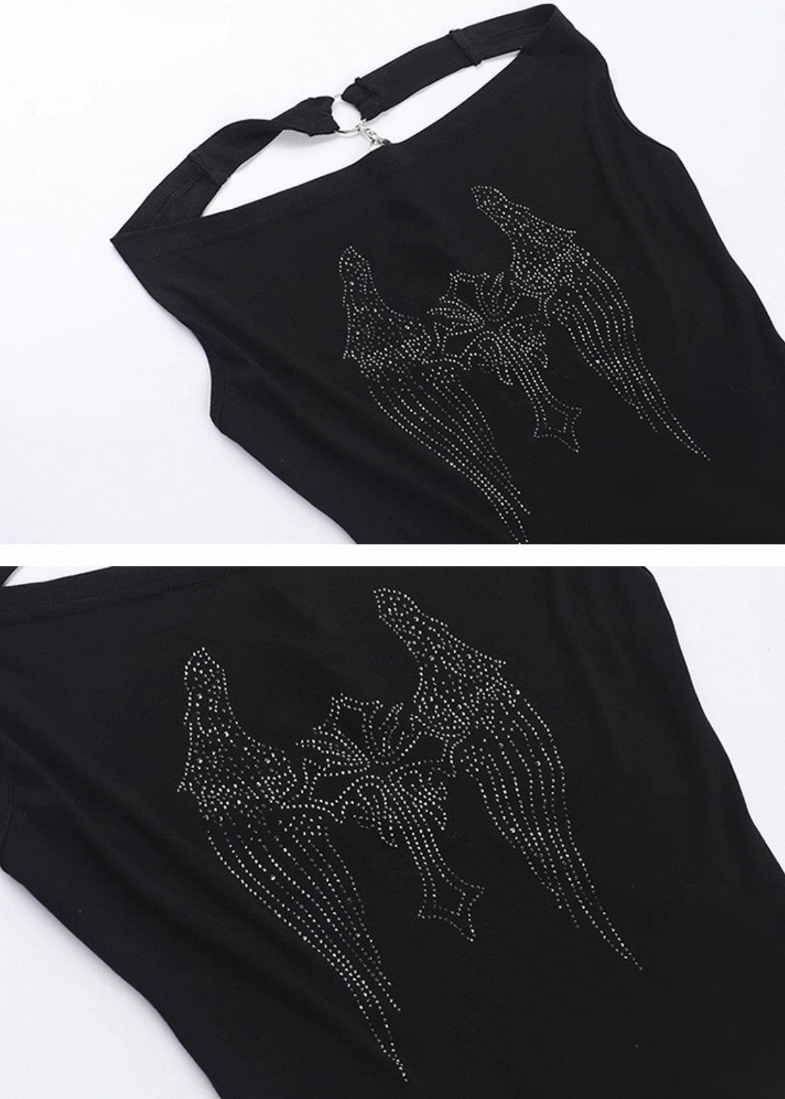 ラインストーンホルターネックトップ / vo1291