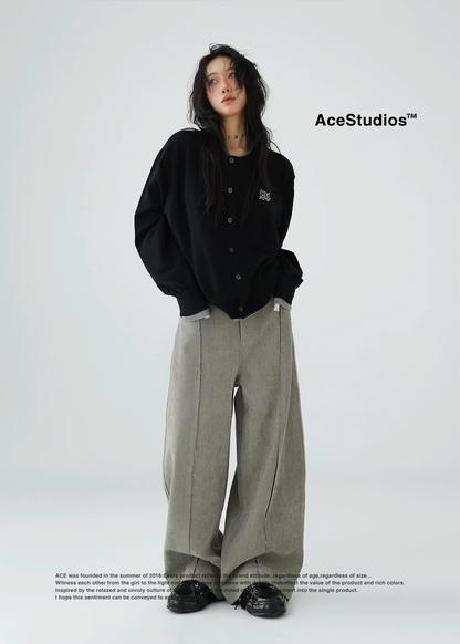 Loose casual chenille wide leg pants / AS1146 