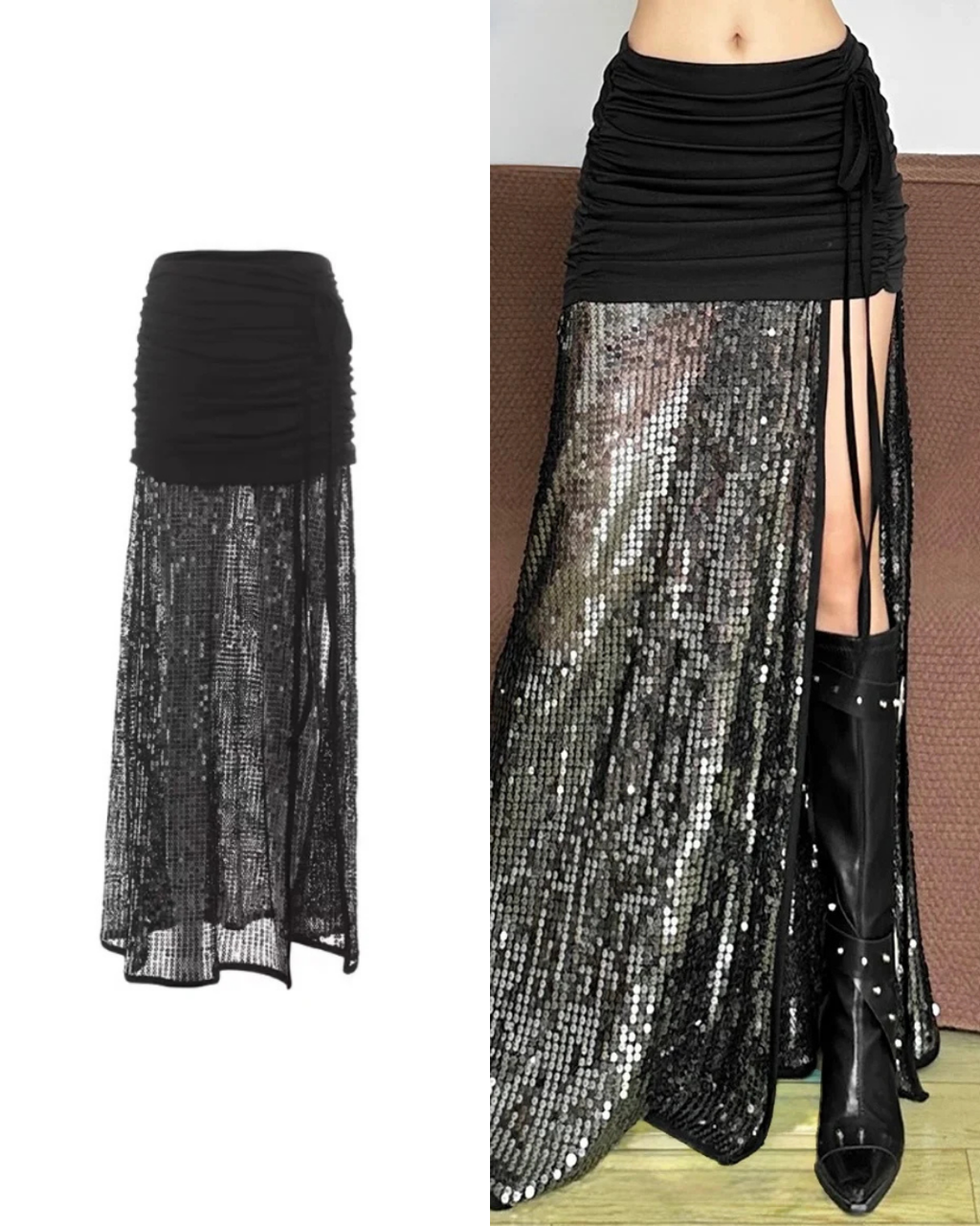 スパンコールミディスカート / VO1312